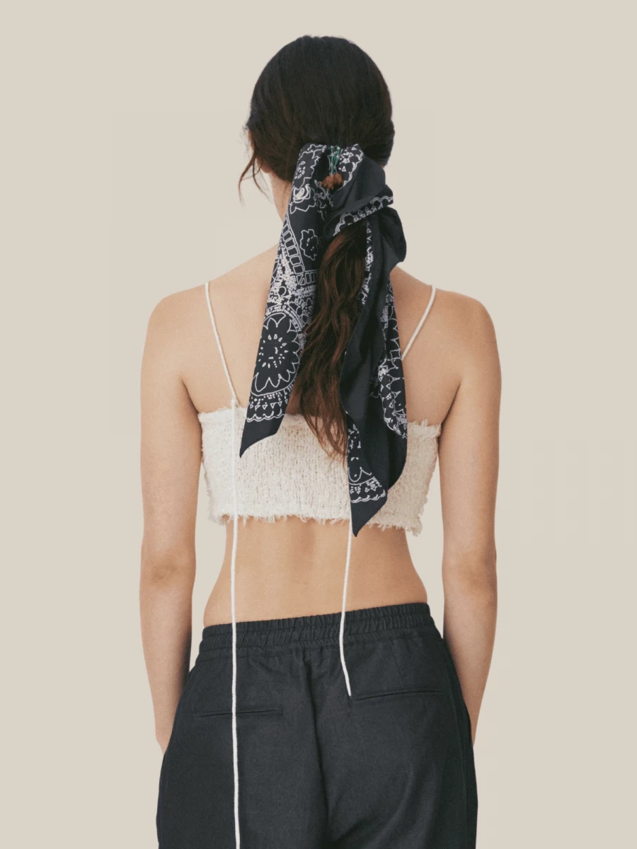 Blue Scarf in Lightweight Fabric with Bandana Print