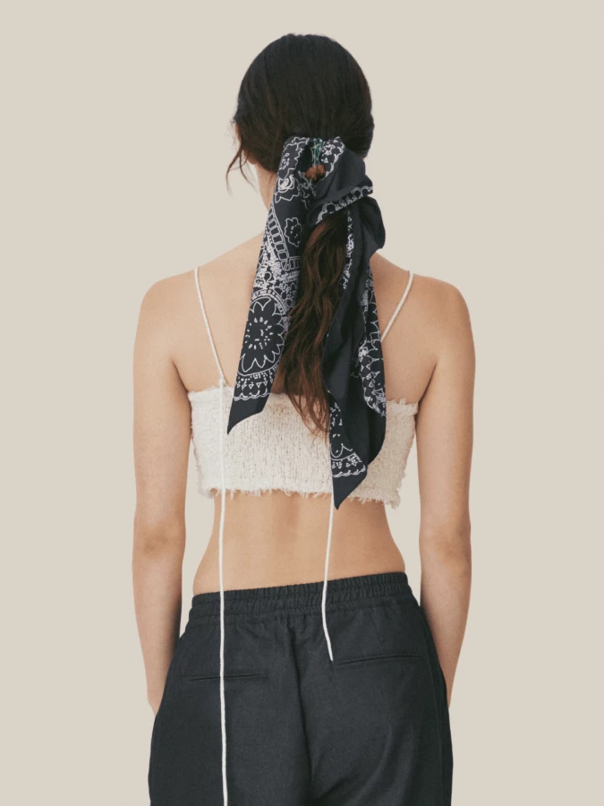 Blue Scarf in Lightweight Fabric with Bandana Print