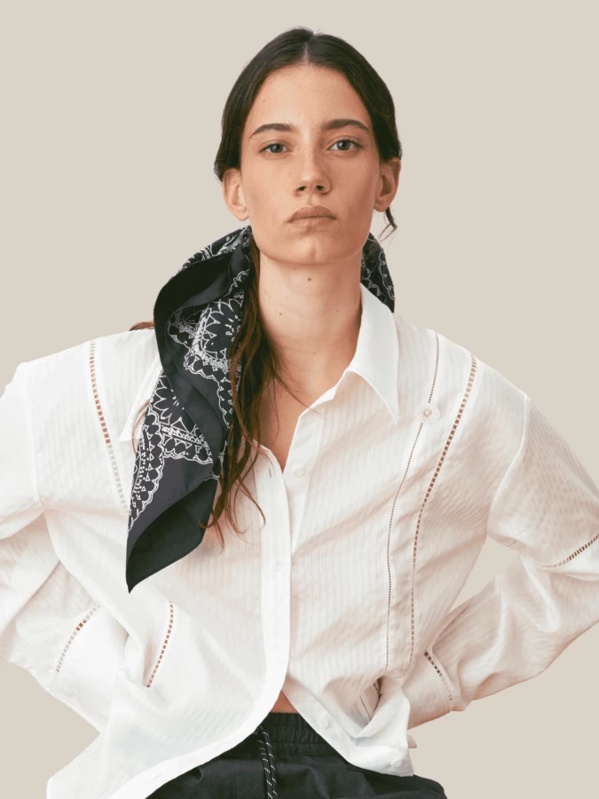 Blue Scarf in Lightweight Fabric with Bandana Print